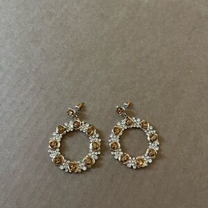 Gold Rose Rhinestone Hoops